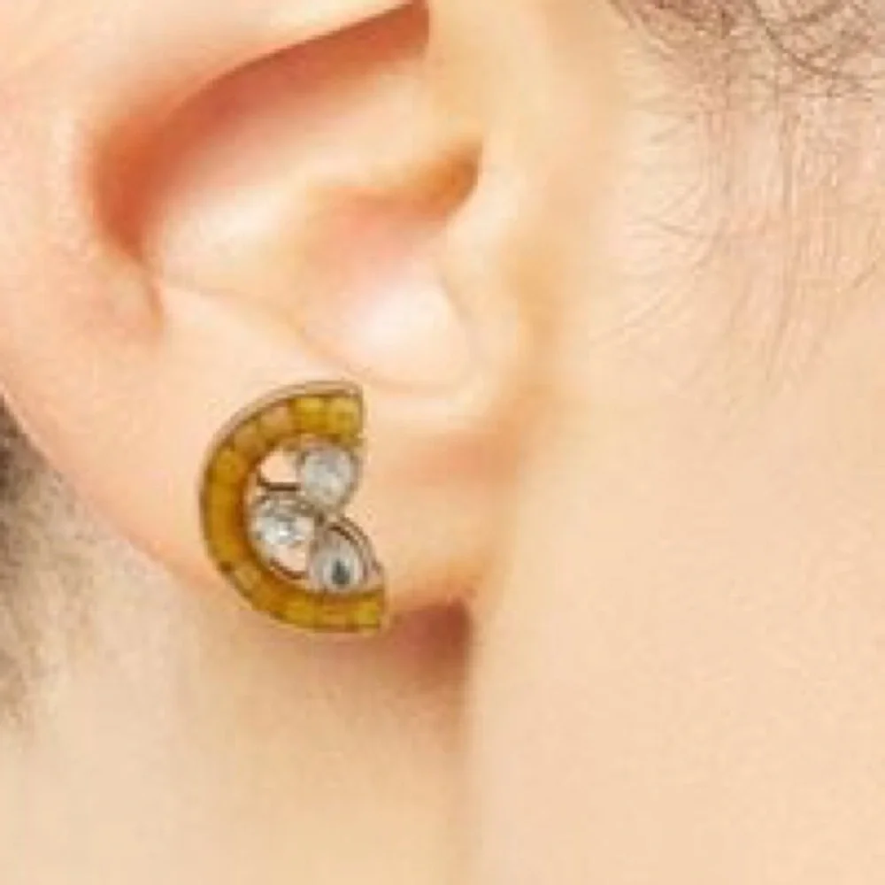 Lonna & Lilly Gold and rhinestone lemon slice  Earrings